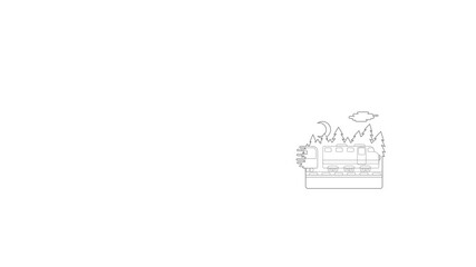 Poster - Train in night rides through forest concept animation best outline object on white background