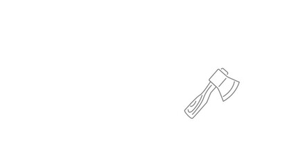 Poster - Axe with wooden handle icon animation best outline object on white background