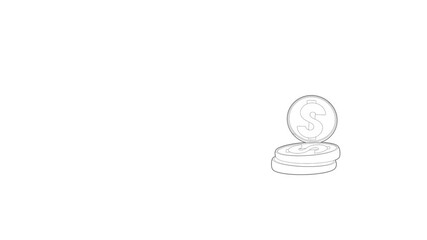 Wall Mural - Coins icon animation best outline object on white background