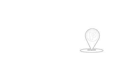 Poster - Map pointer with car parking sign icon animation best outline object on white background