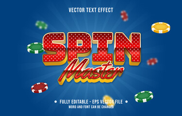Wall Mural - editable text effect gradient color casino poker game style font effect template