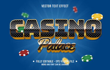 Wall Mural - editable text effect gradient color casino poker game style font effect template