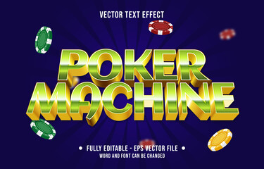 Wall Mural - editable text effect gradient color casino poker game style font effect template