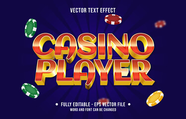Wall Mural - editable text effect gradient color casino poker game style font effect template