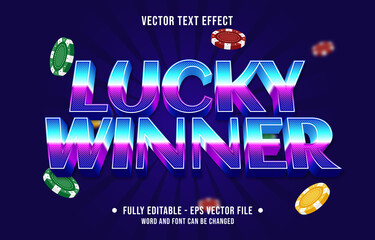 Wall Mural - editable text effect gradient color casino poker game style font effect template
