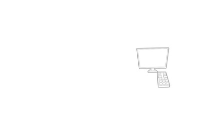 Poster - TV with remote icon animation best outline object on white background