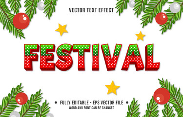 Wall Mural - editable text effect gradient color christmas holiday style font effect template