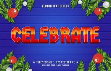 Wall Mural - Editable text effect gradient color christmas holiday style font effect template