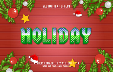 Wall Mural - Editable text effect gradient color christmas holiday style font effect template