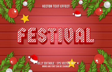 Wall Mural - editable text effect gradient color christmas holiday style font effect template