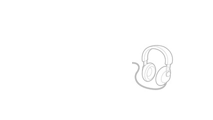 Poster - Headset icon animation best outline object on white background