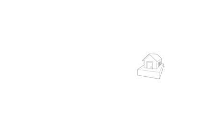 Wall Mural - Flooded house icon animation best outline object on white background