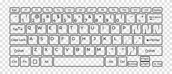 Leinwandbilder - Computer keyboard button layout template with letters for graphic use. Vector illustration