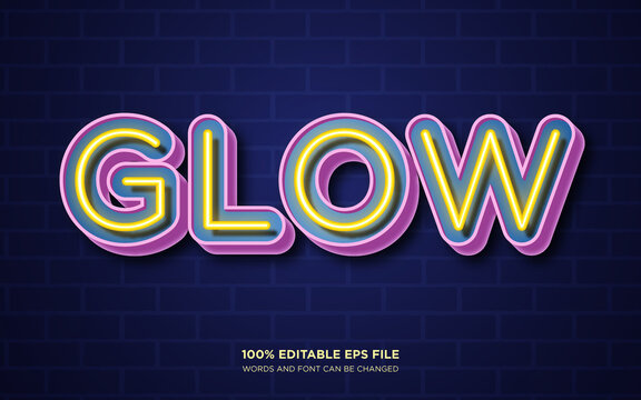 Neon Glow editable text style effect	