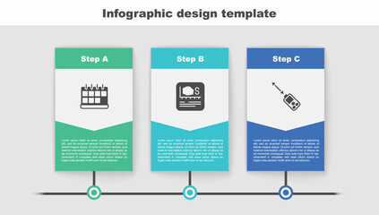 Sticker - Set Calendar, Area measurement and Laser distance measurer. Business infographic template. Vector