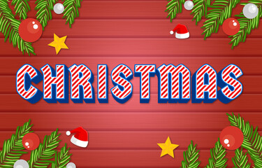 Wall Mural - Editable text effect gradient color christmas holiday style font effect template