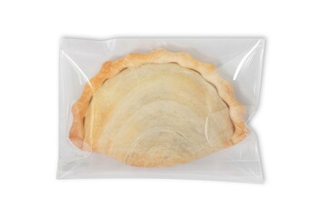 Wall Mural - Curry puffs in plastic bag package isolated on white background.