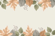 Watercolor Autumn Leaves Background Vector Design Illustration