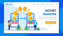 Money Transfer Illustration, Card, Online Payment, Exchange, Transaction, Financial Concept, Flat Illustration Vector Banner