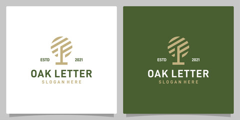 vintage oak tree abstract design logo vector with letter f logo inspiration. premium vector