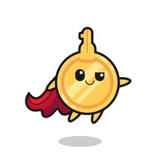 Sticker - cute key superhero character is flying