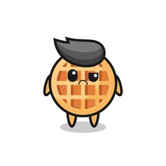 Sticker - the mascot of the circle waffle with sceptical face