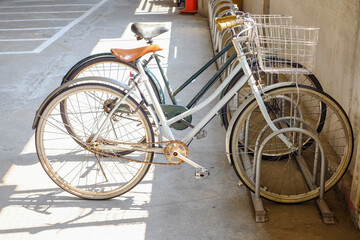 Retro bicycle in parking