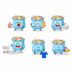 Sticker - A Rich dried garlic mascot design style going shopping