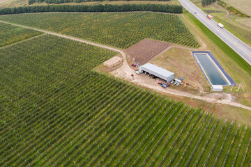 Aufkleber - Aerial view of the farm with apple orchard	