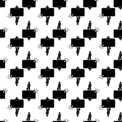 Poster - Man take on selfie stick pattern seamless background texture repeat wallpaper geometric vector