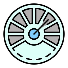Poster - Tachometer icon. Outline tachometer vector icon color flat isolated