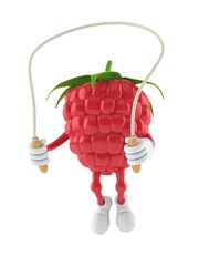 Canvas Print - Raspberry character jumping on jumping rope