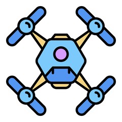 Poster - Quadcopter icon. Outline quadcopter vector icon color flat isolated