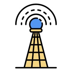 Poster - Signal tower icon. Outline signal tower vector icon color flat isolated