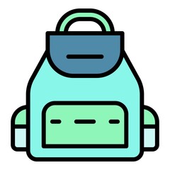 Poster - Backpack icon. Outline backpack vector icon color flat isolated