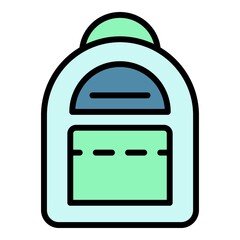 Sticker - Kid backpack icon. Outline kid backpack vector icon color flat isolated