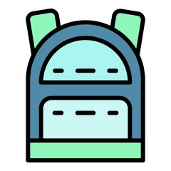 Poster - Tourism backpack icon. Outline tourism backpack vector icon color flat isolated