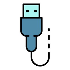 Poster - Usb charge cable icon. Outline usb charge cable vector icon color flat isolated