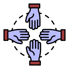 Poster - hand teamwork icon. outline hand teamwork vector icon color flat isolated