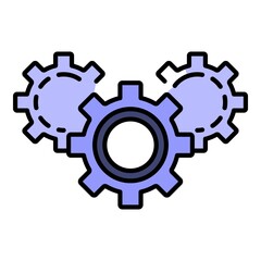 Poster - Gear teamwork icon. Outline gear teamwork vector icon color flat isolated