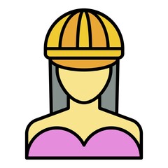 Poster - Hip hop girl icon. Outline hip hop girl vector icon color flat isolated