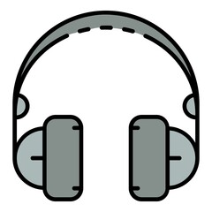 Poster - Headphones icon. Outline headphones vector icon color flat isolated