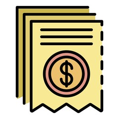 Poster - Payment receipt icon. Outline payment receipt vector icon color flat isolated