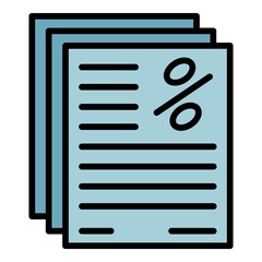 Poster - Percent finance report icon. Outline percent finance report vector icon color flat isolated