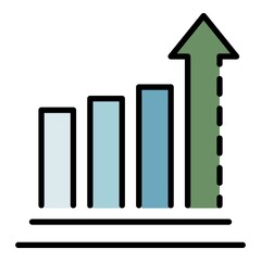 Poster - Report graph icon. Outline report graph vector icon color flat isolated