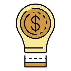 Aufkleber - bulb money idea icon. outline bulb money idea vector icon color flat isolated