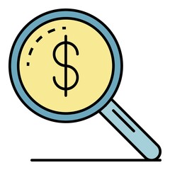 Poster - search money magnify glass icon. outline search money magnify glass vector icon color flat isolated