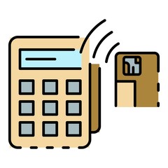 Poster - Nfc terminal card payment icon. Outline nfc terminal card payment vector icon color flat isolated