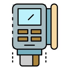 Poster - Invoice pos terminal icon. Outline invoice pos terminal vector icon color flat isolated