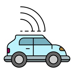 Poster - Safety driverless car icon. Outline safety driverless car vector icon color flat isolated